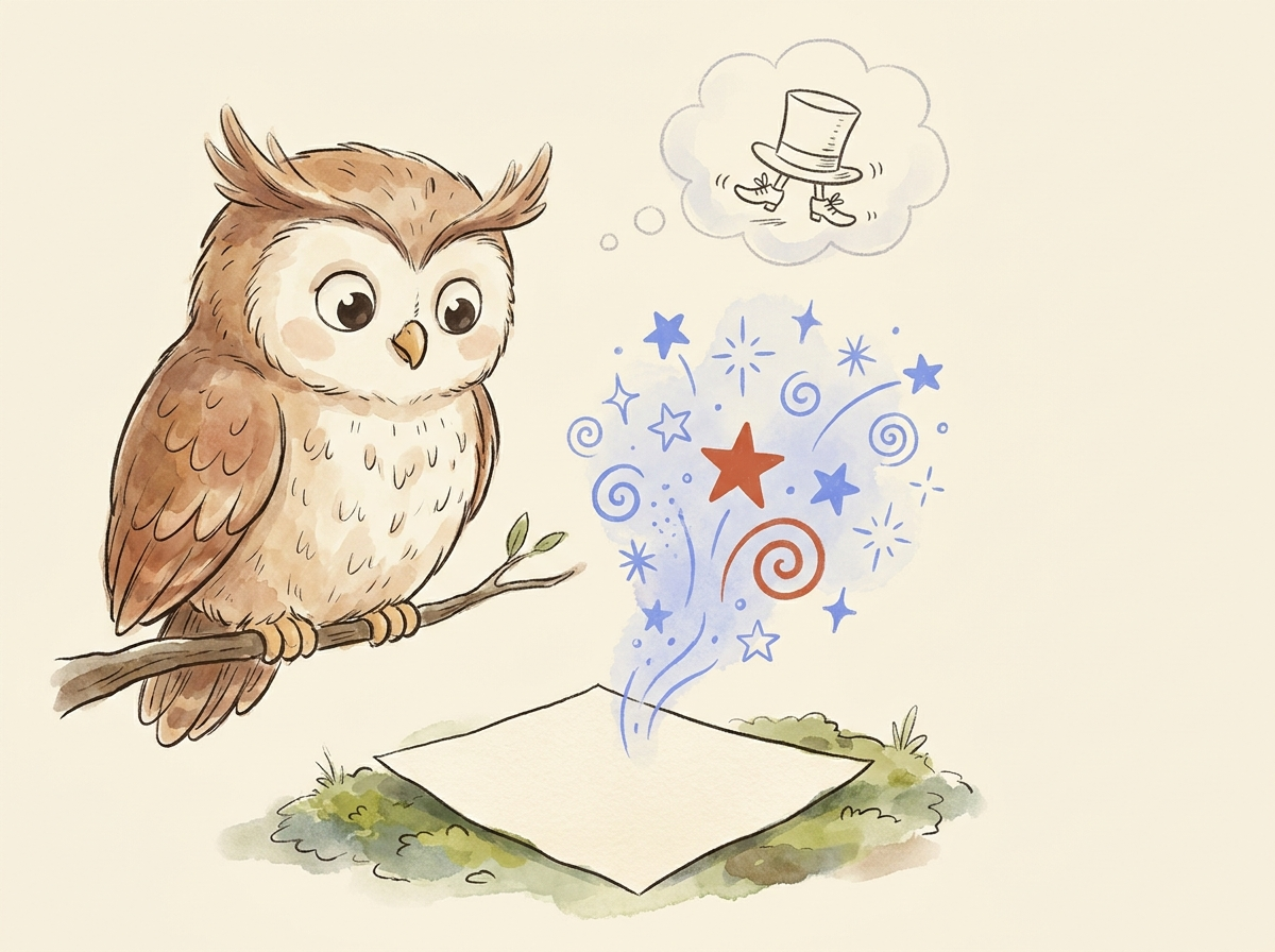 The Safety Owl sparking an idea out of a blank page